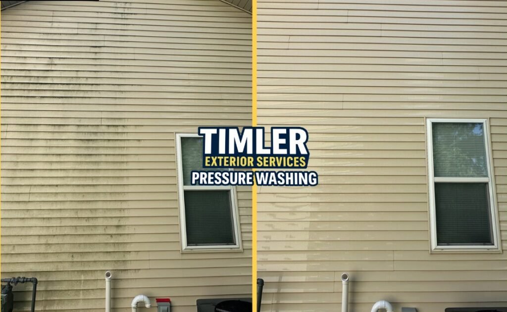 House washing removing algae from siding in Appleton WI