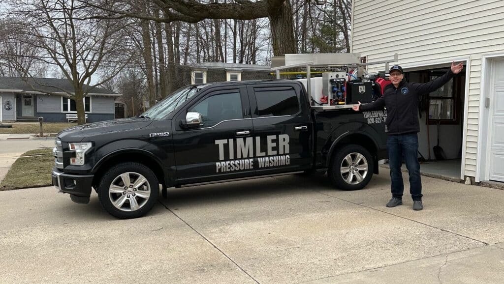 Timler Exterior Services pressure washing truck in Appleton Wisconsin